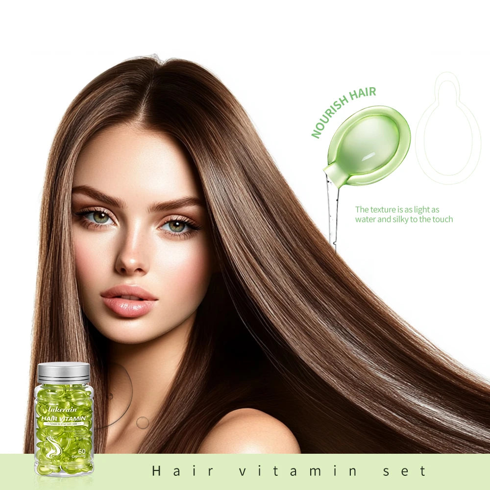 60 Capsules Moroccan Agam Vitamin Oil Hair Care Essence Damaged Nutrition Repair Hair Splitting Improvement Treatment Products