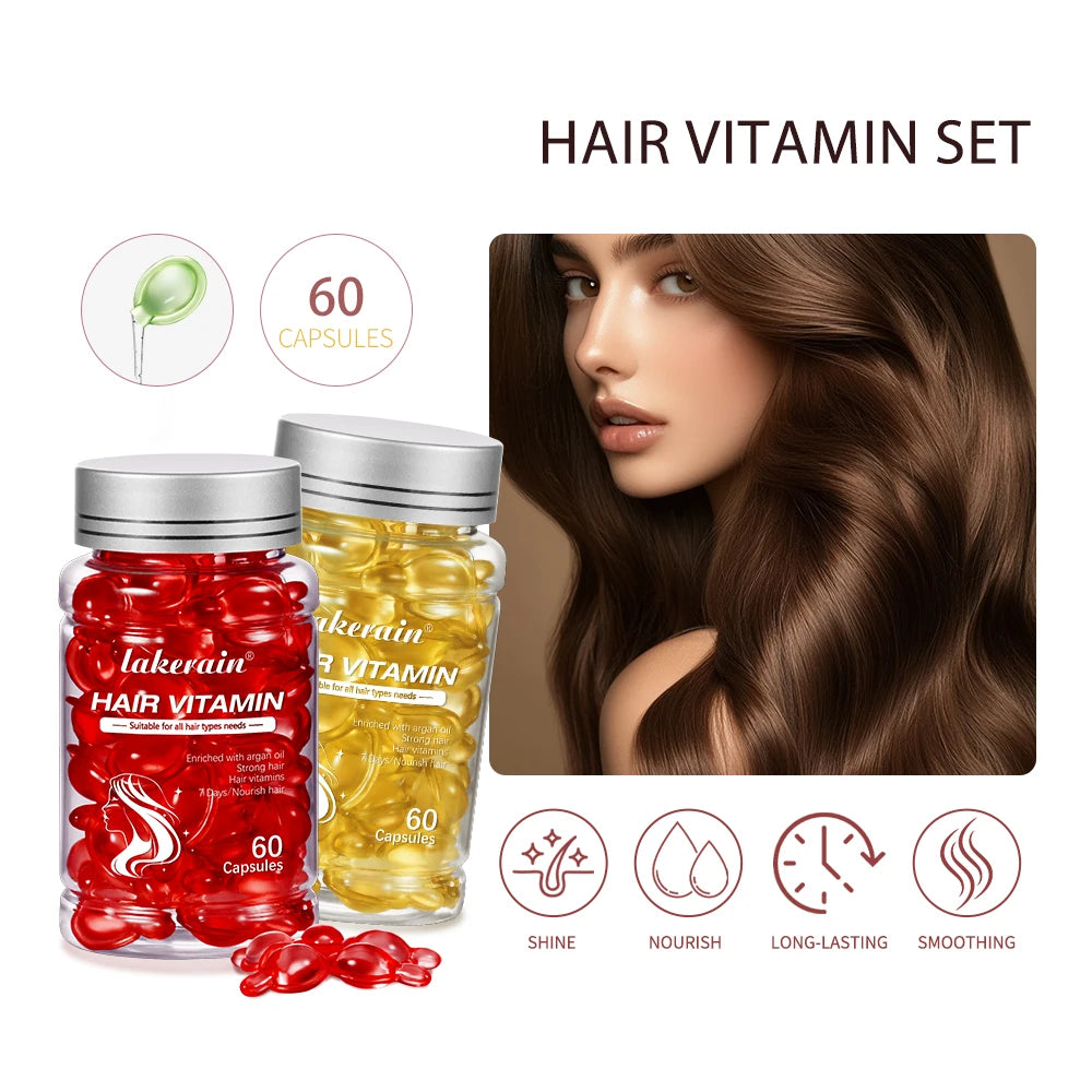 60 Capsules Moroccan Agam Vitamin Oil Hair Care Essence Damaged Nutrition Repair Hair Splitting Improvement Treatment Products