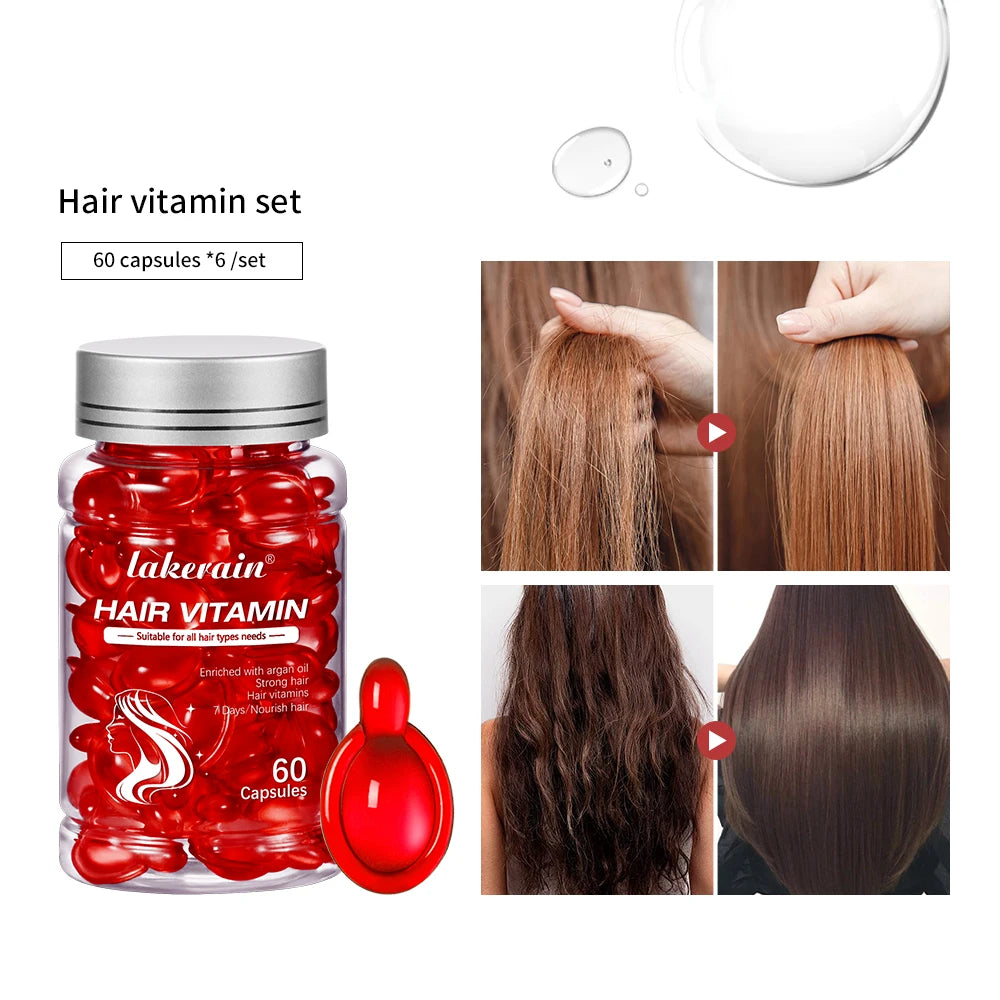 60 Capsules Moroccan Agam Vitamin Oil Hair Care Essence Damaged Nutrition Repair Hair Splitting Improvement Treatment Products