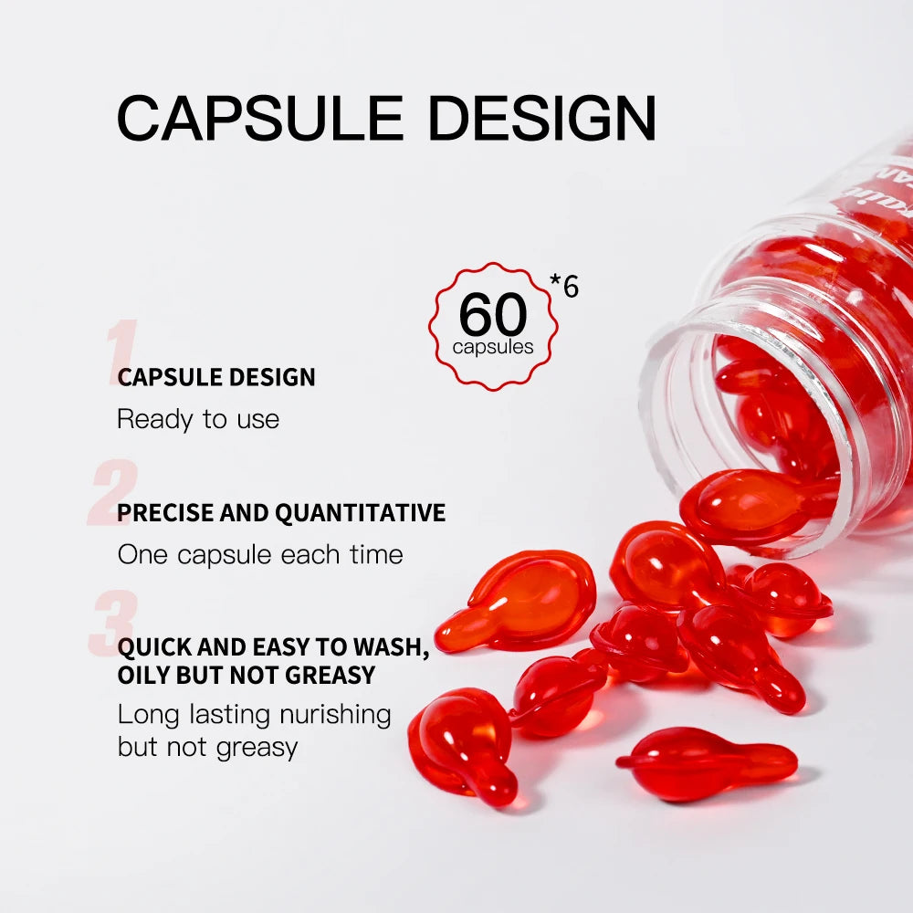 60 Capsules Moroccan Agam Vitamin Oil Hair Care Essence Damaged Nutrition Repair Hair Splitting Improvement Treatment Products